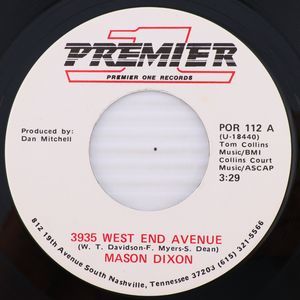 Mason Dixon 3935 West End Avenue/Baby's Song 1987 45 rpm 7" Single Vinyl Record